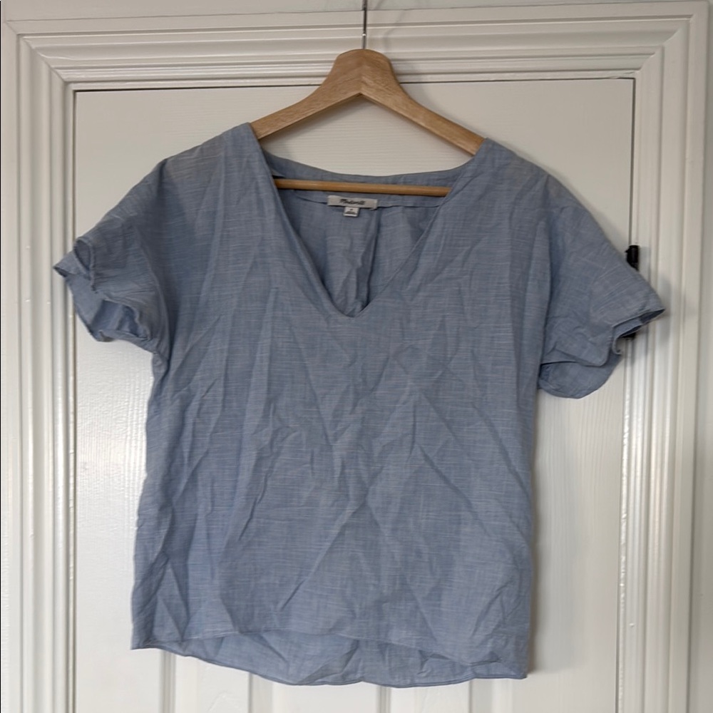 Madewell check flutter sleeves blouse
